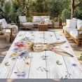 thumbnail image 2 of Bunny Easter Outdoor Rug 4x6 Ft - Reversible Patio Rug Outdoor Camping Rugs, Spring Floral Pastoral Wooden Washable Indoor Outdoor Area Rugs, Non-Slip Outdoor Carpet Runner for Deck/Porch, 2 of 8