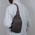 thumbnail image 6 of ROLKFUK Mens Crossbody Sling Bag Waterproof PU Leather Chest Bag for Travel Everyday Carry with Headphone Port Adjustable Strap Brown, 6 of 7