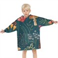 thumbnail image 3 of Colorful Mushroom Flower Dark Green Pattern Blanket Hoodies for Kids 6-13YR Oversize Wearable Blanket Hoodies for Boys Girls Teens, 3 of 7