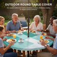 thumbnail image 3 of Round Outdoor Tablecloth with Umbrella Hole and Zipper, Green Geometric Tablecloth with Elastic Waterproof, Watercolor Ombre Modern Abstract Art Patio Table Covers for 55" - 60" Picnic Pool Tables, 3 of 9