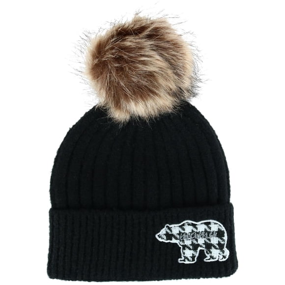 David & Young Mama Bear Beanie Hat with Houndstooth Patch (Women's)