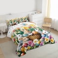 thumbnail image 3 of Feelyou Cartoon Jungle Rabbit Full Size Comforter Sets for Kids, Spring Eastern Eggs Bedding Comforter Set, Garden Butterfly Floral Reversible Bedding Sets, Super Cozy Room Decor, 3 Pieces, 3 of 8