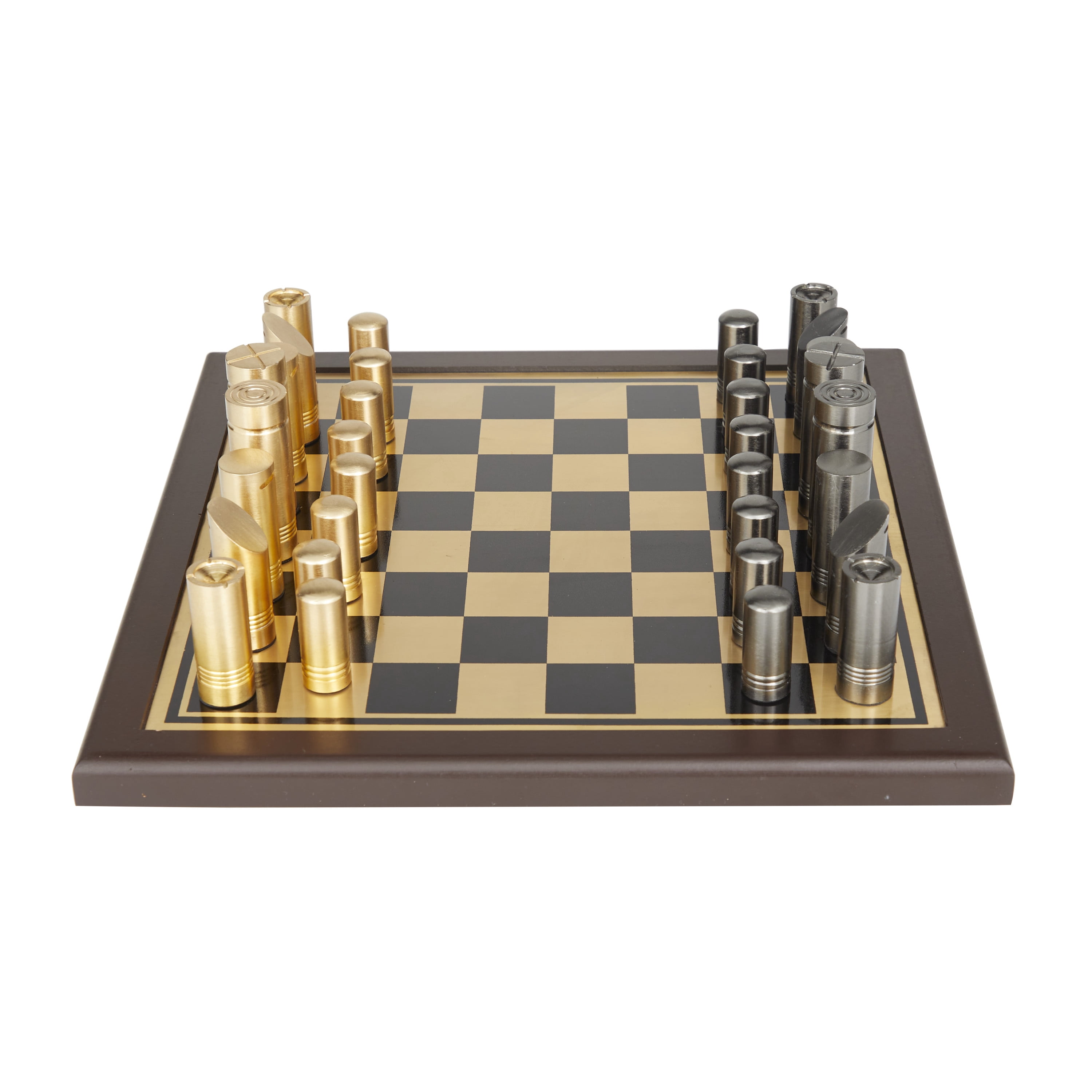 DecMode 14" x 4" Gold Aluminum Chess Game Set, 1-Piece