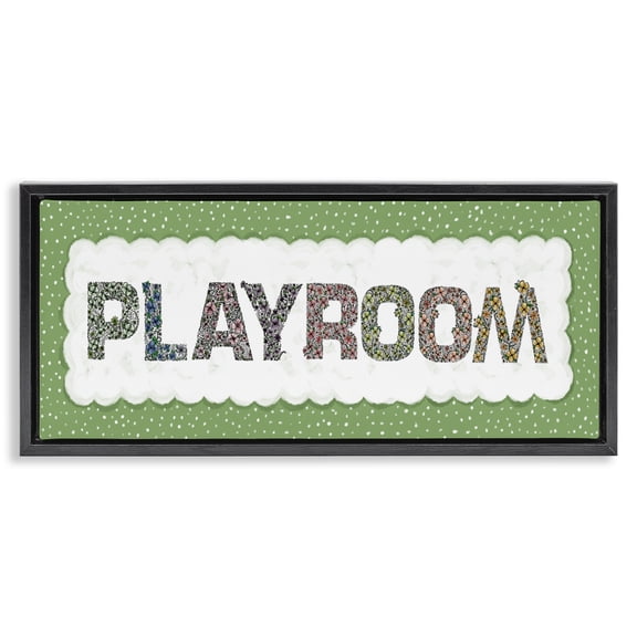 Stupell Industries Cottage Playroom with Green Border Black Floating Frame Canvas Art, 25 x 11, by Jennifer Stith
