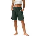 thumbnail image 7 of RQYYD Womens Drawstring Waist Linen Bermuda Shorts Loose Fit Casual Summer Shorts with Pockets, 7 of 7