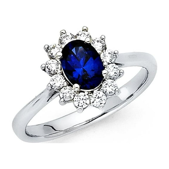 Oval CZ Halo Engagement Ring 14k White Gold Anniversary Flower CZ Ring Bridal Solitaire Band Size 7