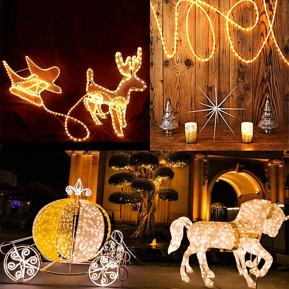 ZOELNIC 100 LEDs 40ft Solar Rope Tube Lights Waterproof String Lights with 8 Lighting Mode Outdoor Garden Decorative Lights for Christmas Wedding Party, Warm White