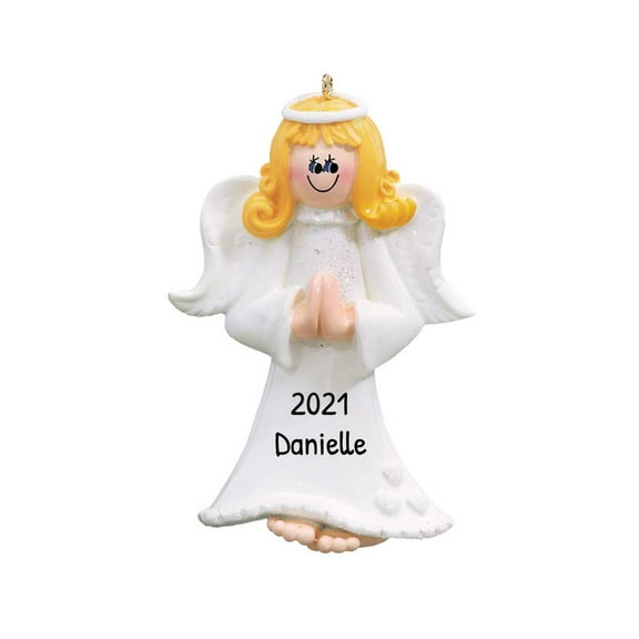Ornaments by Elves Personalized Blonde Angel Praying Christmas Tree Ornaments 2024 Tree Decor .25lbs