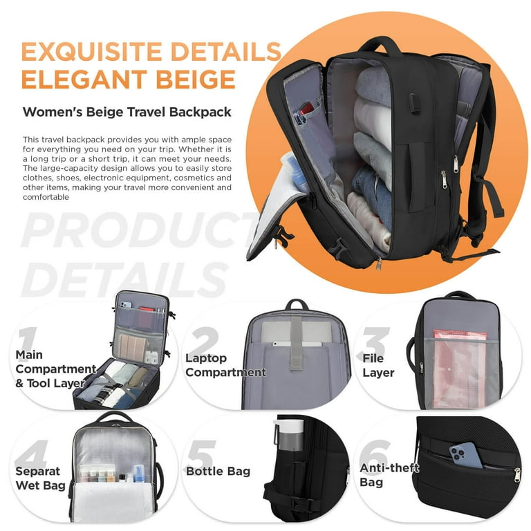 XJ-HOME Extra Large Carry On Backpack Flight Approved, Expandable Travel Backpack For Women Men, Waterproof Personal Item Backpack Airline Approved, XJ-HOME Extra Large Carry On Backpack Flight Approved, Expandable Travel Backpack For Women Men, Waterproof Personal Item Backpack Airline Approved,