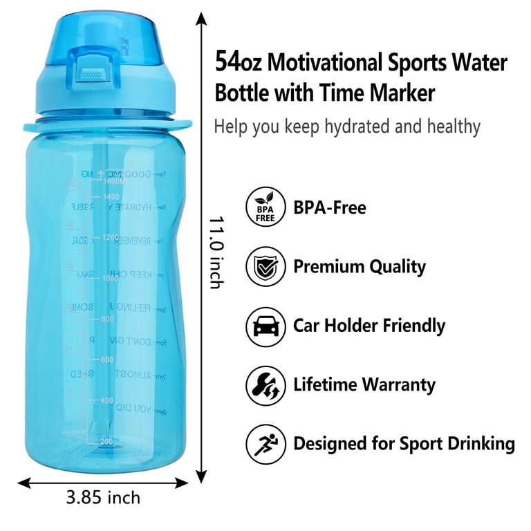 Takeya 64oz Tritan Motivational Water Bottle with Straw Lid - Blue