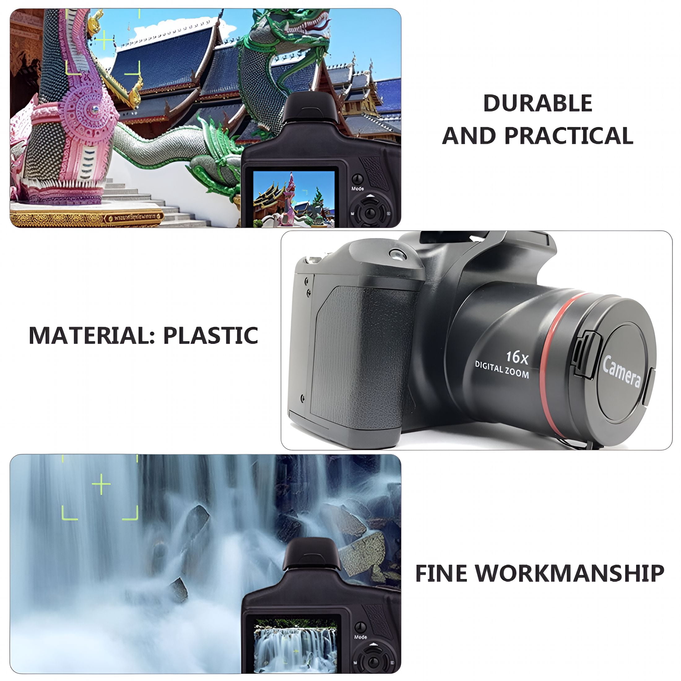 GJX Digital Camera for Photography,16Mp Fhd Video Camera with Wifi,3 Inch Screen,16X Digital Zoom,Vlogging Camera for Youtube Point and Shoot Digital Camera