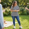 thumbnail image 3 of Agnes Orinda Women's Plus Size T-Shirt Rainbows Stripe Crew Neck Short Sleeve Top 4X Black White, 3 of 8