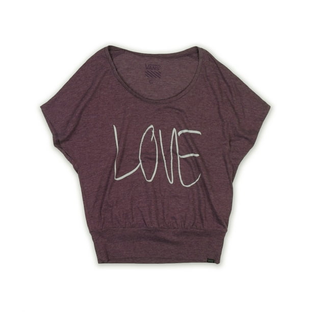 Vans Womens Love Wide Crew Neck Graphic T-Shirt, Púrpura, X-Small Vans Camiseta gráfica