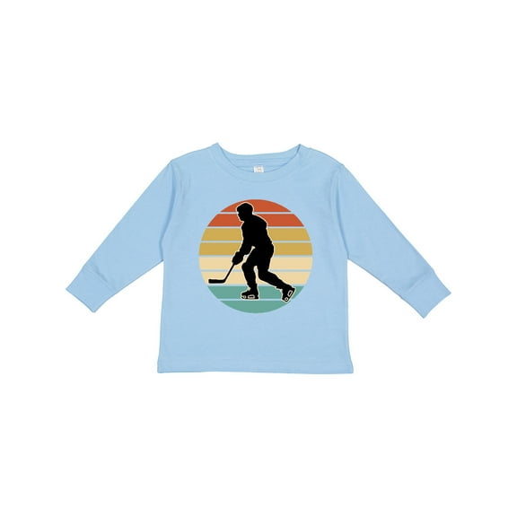 Inktastic Hockey Player Retro Sunset Boys or Girls Long Sleeve Toddler T-Shirt