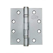 Heavy Duty Commercial Ball Bearing Door Hinges - 4.5" Inch x 4" Inch - Satin Chrome - Non Removable Pin - 2 Pack