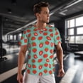 thumbnail image 3 of Wukai Hand Drawn Strawberry Print Men's Short-Sleeved Mesh T-Shirt,Quick-Dry Short Sleeve Workout T-Shirt-Small, 3 of 8