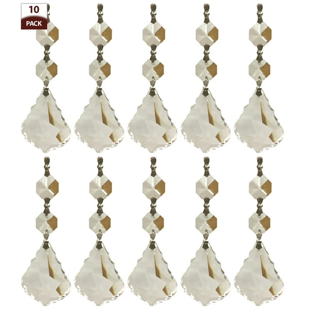 Royal Designs 10 Pack Chandelier Replacement Crystal Prisms Clear Leaf