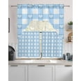 thumbnail image 2 of Buffalo Blue Striped Kitchen Curtains Swag Valance and Tier Curtains Set 24 Inch Length, Love Heart Checkered Rod Pocket Drape Panels Pair Swag Curtain for Bathroom/Cafe/Window, 2 of 6