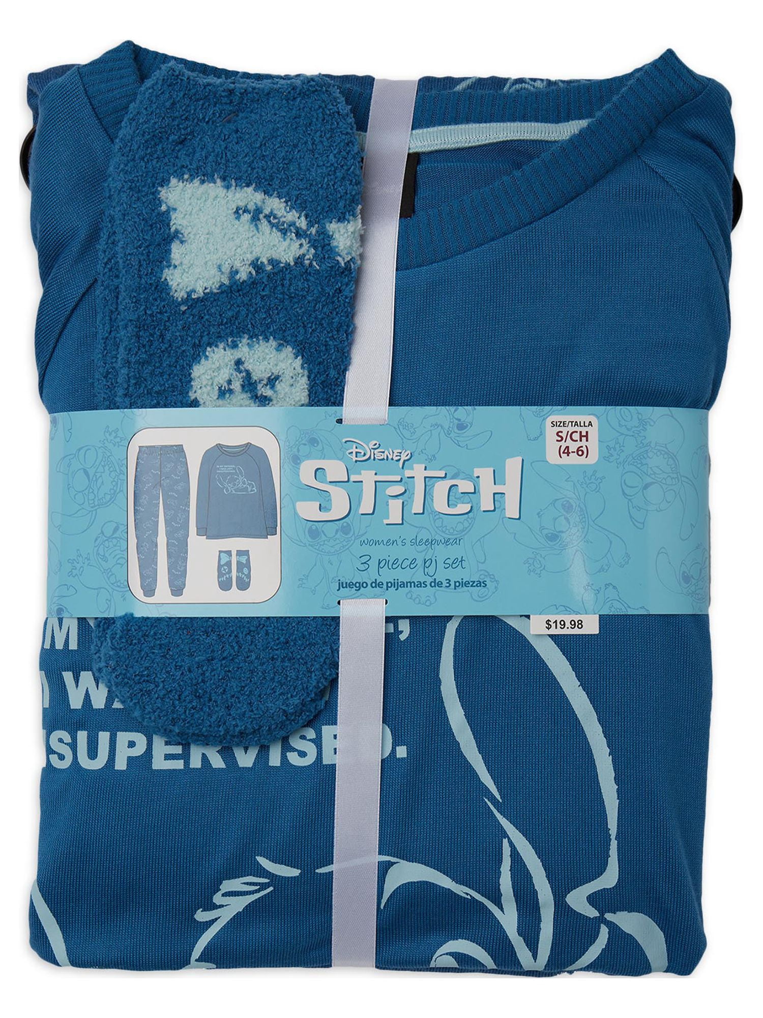 Disney Stitch Women's and Women's Plus Long Sleeve Top and Pants, 3-Piece Gift Set