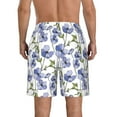 thumbnail image 3 of Kdxio Blue Flax Flowers Pattern Mens Casual Shorts - Drawstring Summer Beach Sports Shorts for Men, 3 of 9