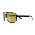 thumbnail image 4 of Classic Mens Rectangular Metal Rim Aviator Sunglasses Black Orange Mirror, 4 of 4