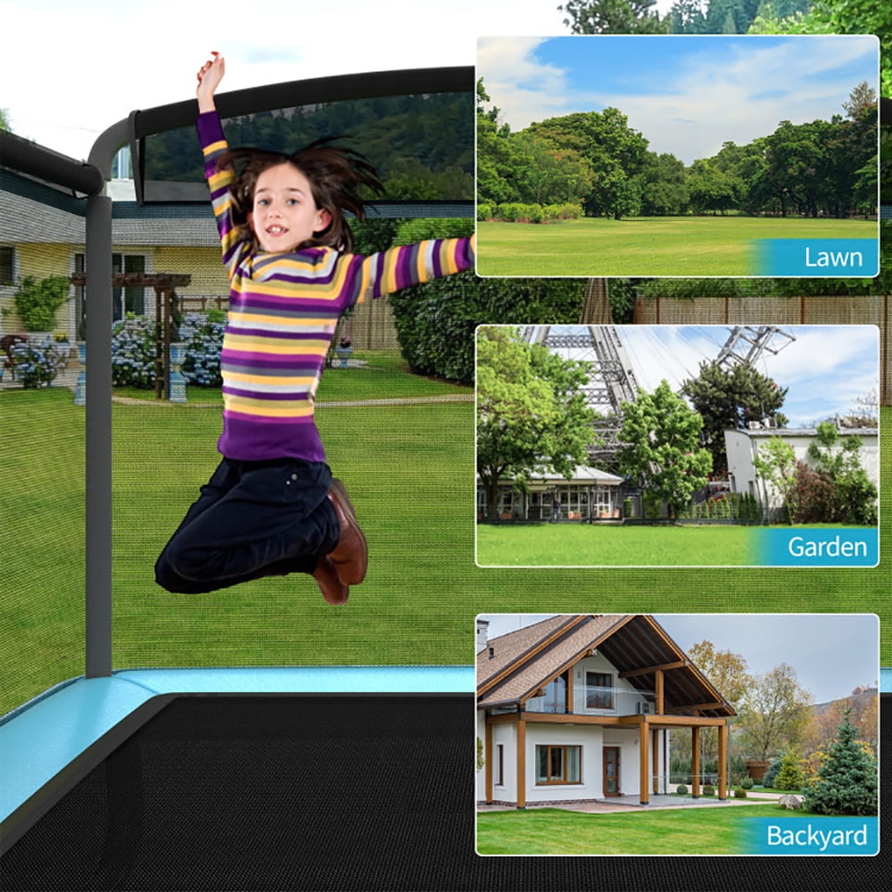 Aimee Lii 6 Feet Kids Entertaining Trampoline with Swing Safety Fence, Outdoor Kids Trampoline, Blue Aimee Lii 6 Feet Kids Entertaining Trampoline with Swing Safety Fence, Outdoor Kids Trampoline, Blue