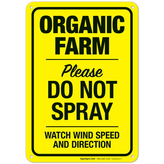 Organic Farm Please Do Not Spray Watch Wind Speed And Direction Sign,