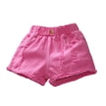 thumbnail image 3 of Liyamei Girls Distressed Denim Shorts with Elastic Waist for Summer Size 2-14,Red, 3 of 5