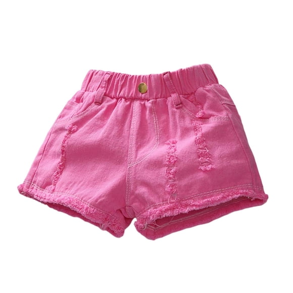 LUOGENLI Jean Shorts for Girls 12-14 Cat and Jack Girls Summer Loose Fashion Personality Casual Thin Denim Shorts (Red Size 11-12 Years)