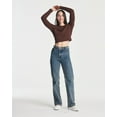 thumbnail image 5 of Real Essentials 4-Pack: Women's Long Sleeve Ribbed Knit Cotton Crew Neck Crop Top Shirt - (Available in Plus), 5 of 6