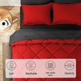thumbnail image 2 of HIG 5 Piece Reversible Twin-XL Comforter Set - Red Quilted Down Alternative Bedding All Season Super Soft Microfiber Bed in a Bag Includes Sheets Pillowcases Shams, 2 of 4