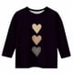 thumbnail image 3 of Blusas y camisas de cuello redondo y manga larga para niños, blusas/camisas de poliéster con estampado de corazones, mangas 3/4 y cuello redondo, elegantes e informales., 3 of 4