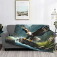 thumbnail image 3 of Salouo Forest River Bald Eagle Print Throw Blanket Gifts for Women Men Soft Flannel Blanket for Home Living Room Decor Bedroom Blanket Gifts for Mom Dad -40"x30", 3 of 7
