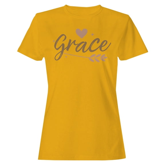 Grace Script Typography Women's Gold T-shirt