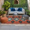 thumbnail image 2 of Aztec Southwest Outdoor Rug for Patio/Deck/Porch, Non-Slip Large Area Rug 5 x 8 Ft, Orange Red Geometric Abstract Art Indoor Outdoor Rugs Washable Area Rugs, Reversible Camping Rug Carpet Runner, 2 of 8