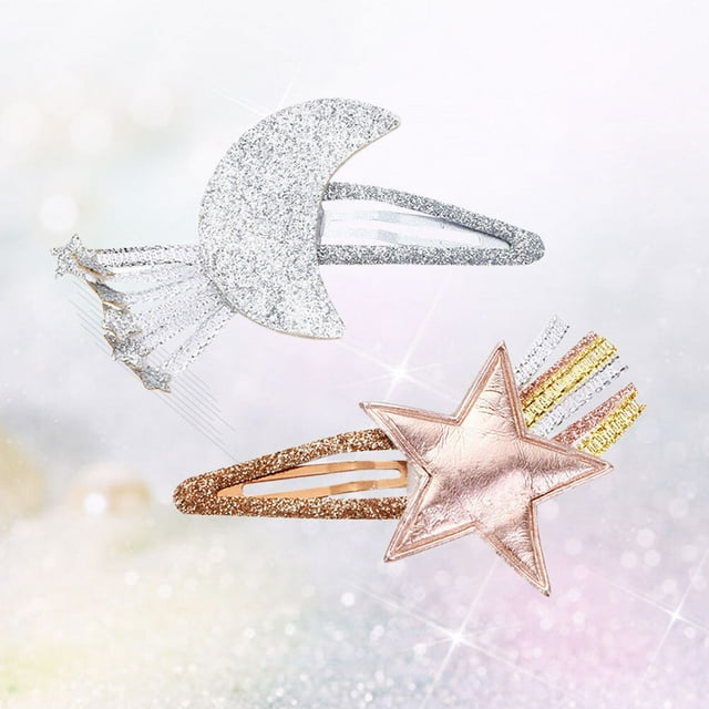 WEUVEB 2pcs Sequin Hair Barrettes for Girls in Assorted Color for Daily Life