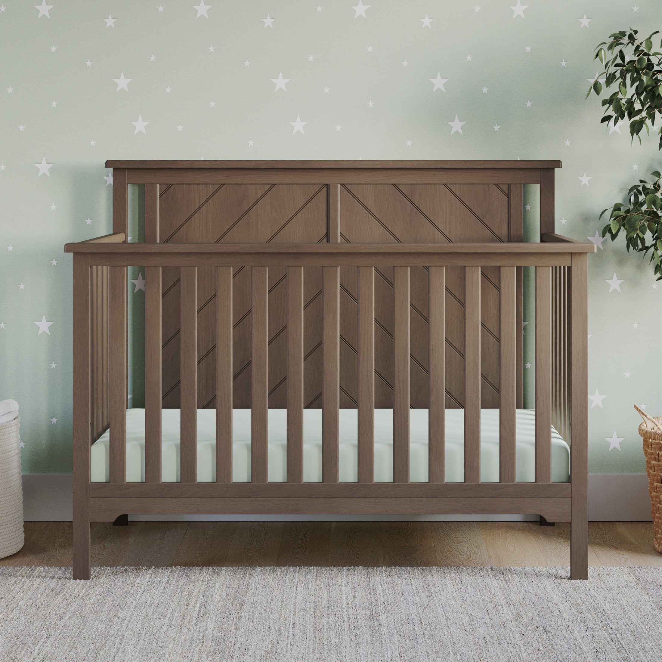 Child Craft Hampton Flat Top Crib and Changing Table Nursery Set, 4-in-1 Convertible, Dusty Heather, 2-Piece