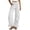 White——Back to School Outfits for Women, variant on Womens Wide Leg Pants Elastic Waist Cotton Linen Trousers Ruffled Hem Smocked Pant with Pockets White M