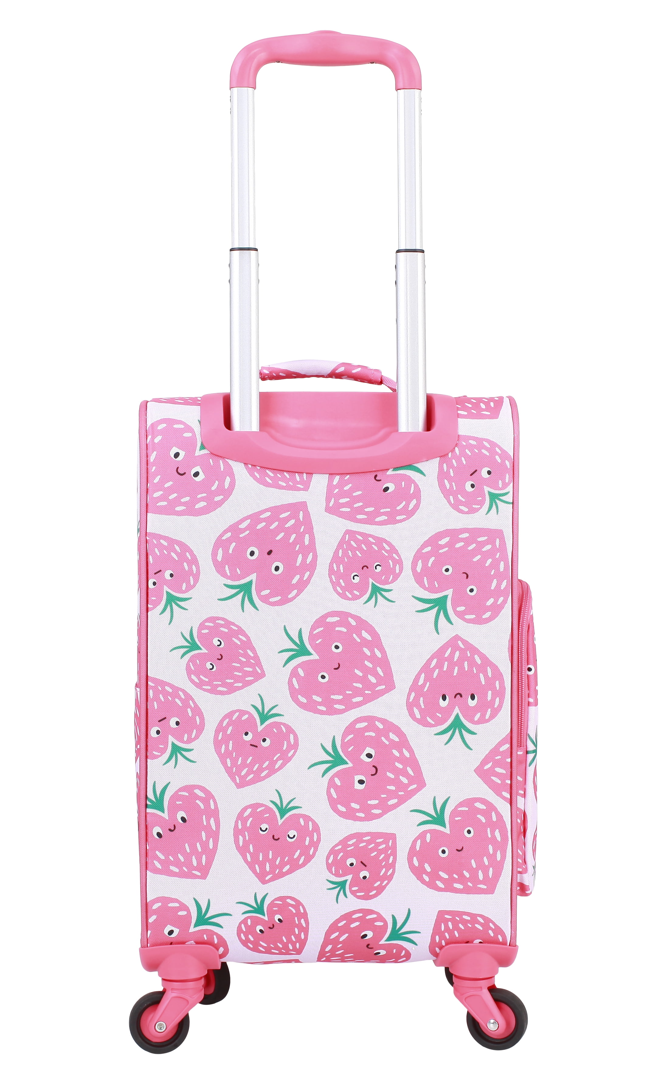 CRCKT Kids Girl 21" Softside Carry-on Luggage  With 360 Spinner Wheels- Heartberry Smile, Red and Pink