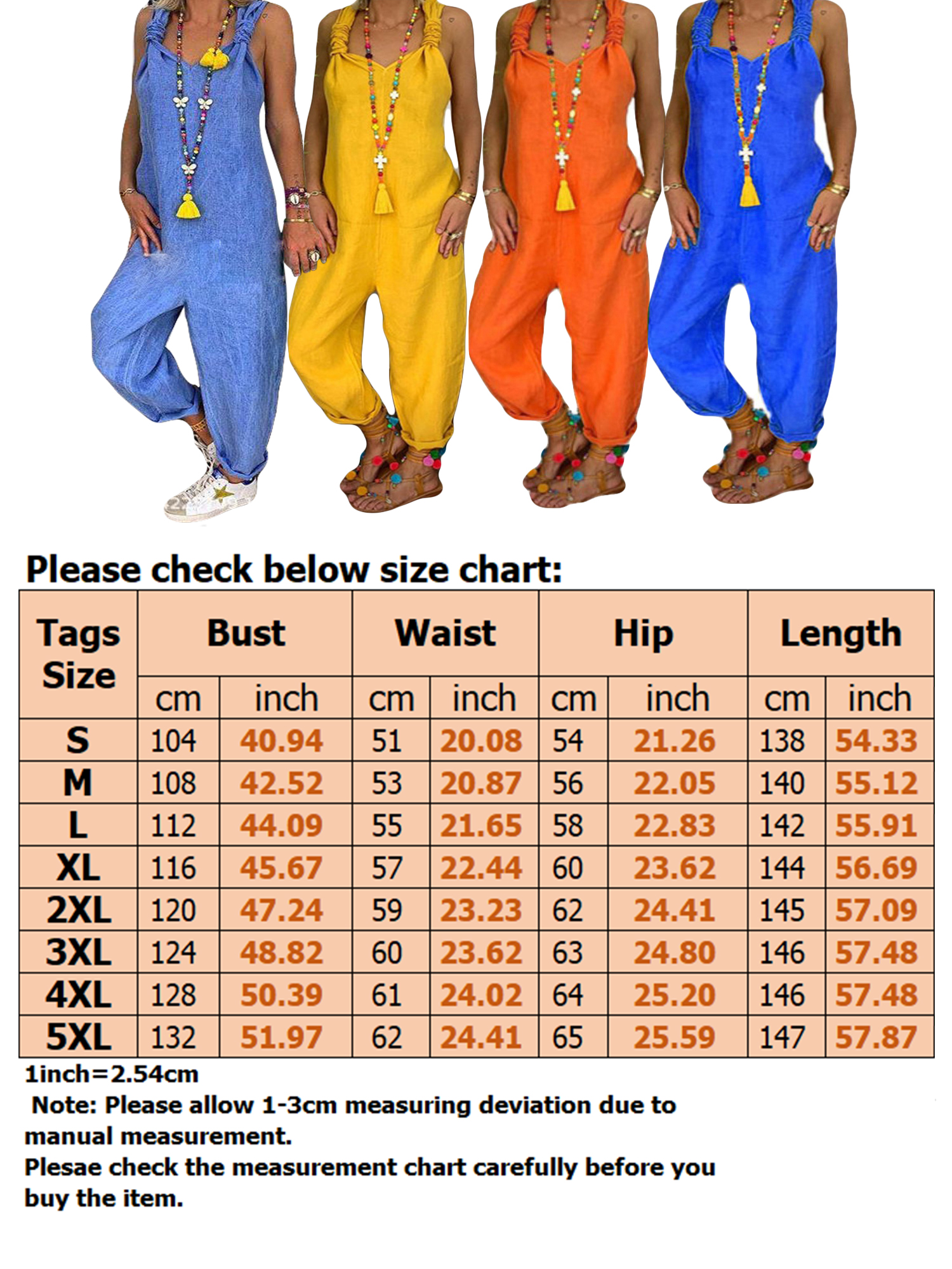 Women's Jumpsuits Casual Long Rompers Wide Leg Baggy Bibs Overalls Harem Pants Plus Cotton Linen Jumpsuits Ladies Summer Bandage Jumpsuit S-5XL - image 2 of 2