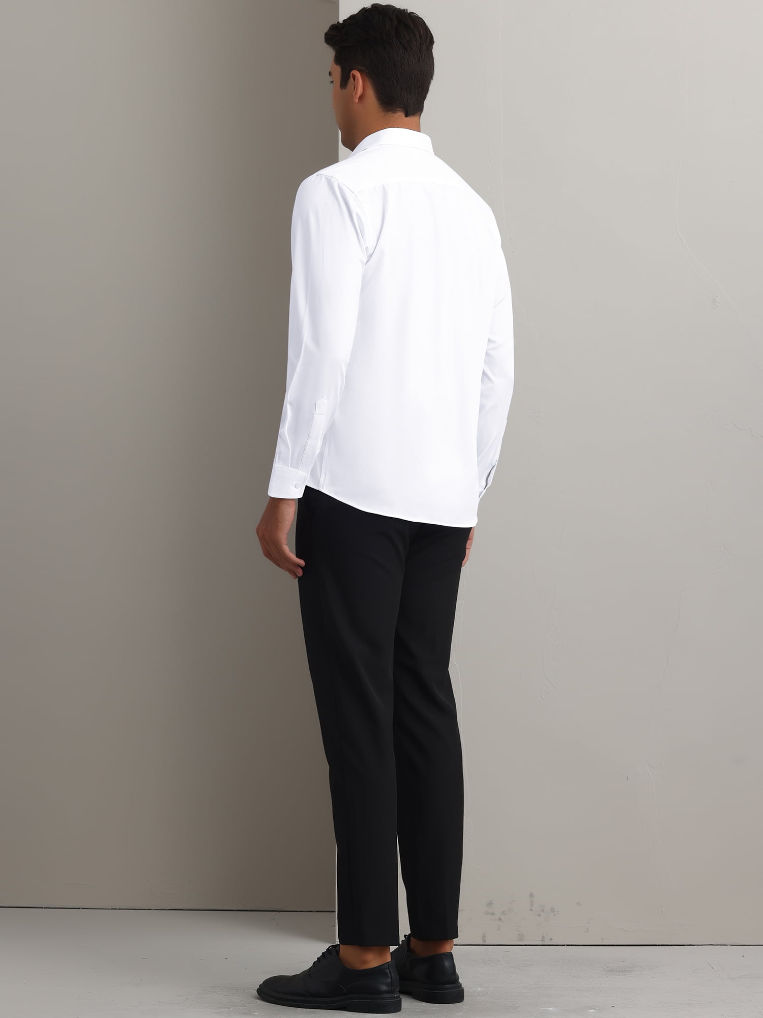 Unique Bargains Men's Long Sleeve Regular Fit Business Button Down Formal Shirt XL White