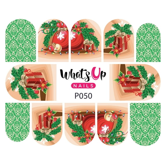 Whats Up Nails P050 Holiday Spirit Water Decal Sliders for Nail Art Design