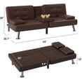 thumbnail image 4 of Homall Canapé-Lit Futon en Similicuir Canapé Moderne Convertible Inclinable Pliant avec 2 Porte-Gobelets, Brun, 4 of 6