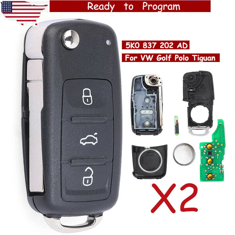 3 Button Remote Key Fob Case Service Kit Battery For VW Tiguan Touran Caddy 