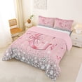 thumbnail image 2 of Erosebridal Dreamy Glitters Print Queen Comforter Set for Girls, Pink Bling G Letter Bedding Comforter Set, Pink Reversible 3-Piece, 1 Comforter and 2 Pillowcases, 2 of 6