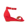 thumbnail image 3 of Women's Adjustable Ankle Strap Open Toe Low Wedge Sandal Comfortable Platform Heeled Sandals, 3 of 5