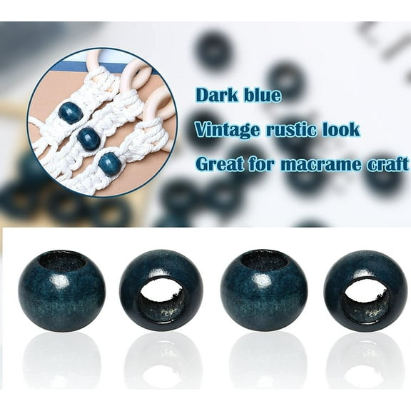 woodeni Durable Round Navy Wooden Loose Bead, 20 mm, (50 Count)