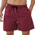 thumbnail image 4 of ZCFZJW Men's Swim Trunks Quick Dry Beach Shorts with Zipper Pockets and Mesh Lining Big and Tall Regular Fit Casual Drawstring Waist Bathing Suit Wine XL, 4 of 9