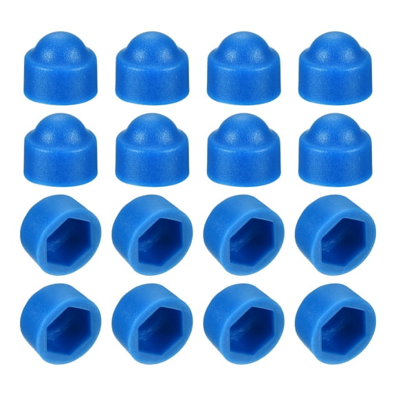 Uxcell 50pack Hex Nut Cover, M5 Blue Plastic Dome Nut Protection Cap Hex Bolt Nut Covers for Hexagon Screws, Bolts