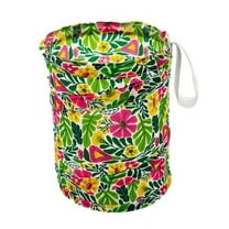 Women's Bright Island Floral Print Univeral Collapsible Bucket Hanging Trash Can for Cars